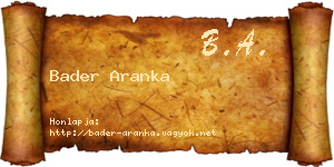 Bader Aranka névjegykártya